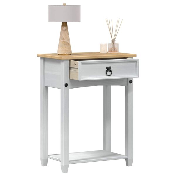 vidaXL Stolik konsolowy Biały 55 x 35 x 73 cm Lite drewno sosnowe