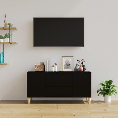 vidaXL Szafka pod TV, czarna, 102x44,5x50 cm, materiał drewnopochodny