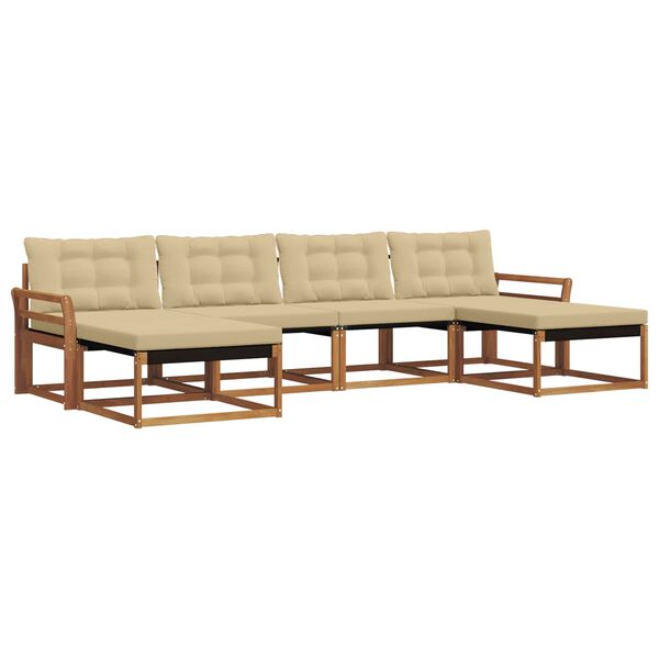 vidaXL Zestaw sof na zewnątrz z poduszką 6 pcs Naturalny i Beżowy