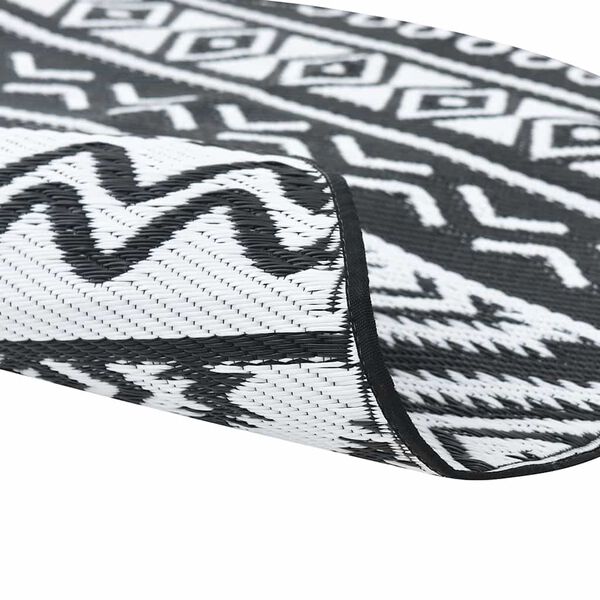 vidaXL Dywan zewnętrzny, ARAKIL czarny, Ø120 cm, PP