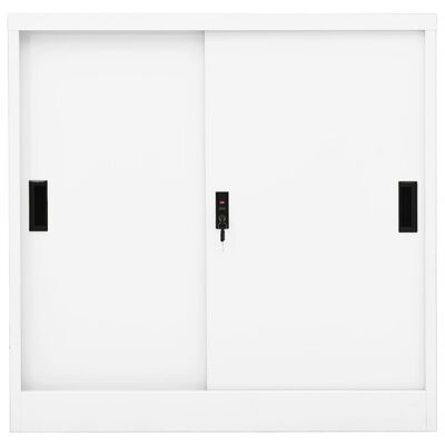 vidaXL Szafka biurowa z przesuwnymi drzwiami, biała, 90x40x90 cm