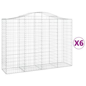 vidaXL Kosze gabionowe, 6 szt, 200x50x140/160 cm, galwanizowane żelazo