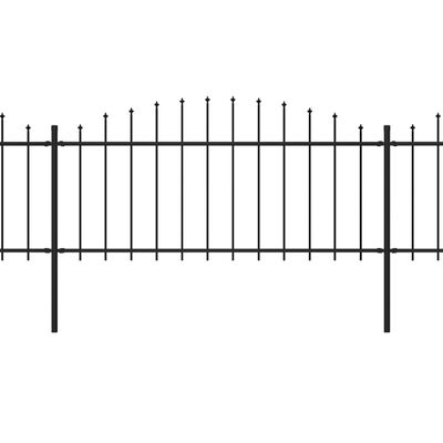 vidaXL Panel ogrodzeniowy z grotami (0,5-0,75) x 1,7 m, stal, czarny