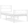 vidaXL Metalowa rama ł&oacute;żka z wezgłowiem i zan&oacute;żkiem, biała, 100x200 cm