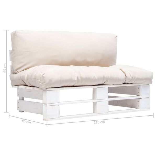 vidaXL Sofa ogrodowa z palet z piaskowymi poduszkami, sosna