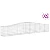 vidaXL Kosze gabionowe, 9 szt, 400x50x60/80 cm, galwanizowane żelazo