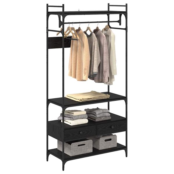 vidaXL Garderoba Czarny dąb 89 x 39 x 184.5 cm Materiał drewnopochodny