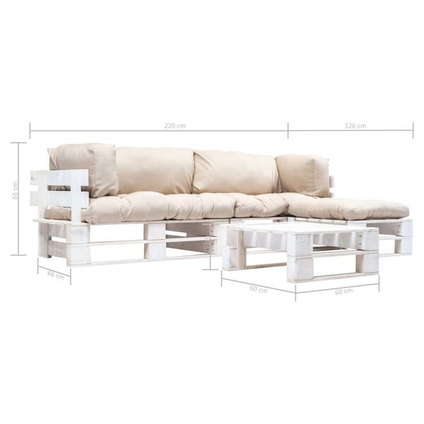 vidaXL 4-częściowy zestaw mebli z palet, piaskowe poduszki, drewno