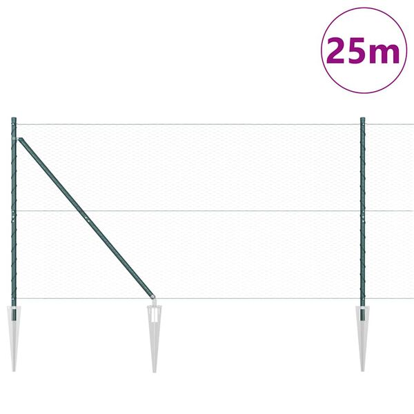 vidaXL Słupek ogrodzeniowy. Zielony 25 x 1,2 m (25 mm siatka) Stal