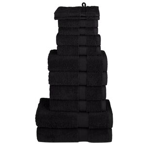 vidaXL 12-częściowy zestaw ręcznik&oacute;w premium SOLUND, czarny, 600 g/cm&sup2;