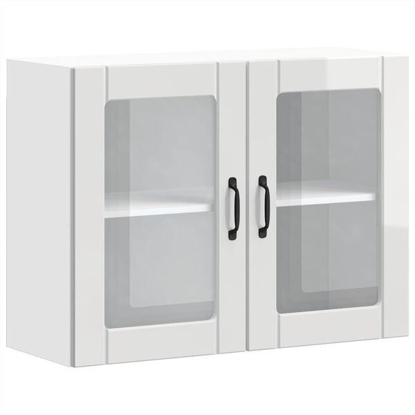 vidaXL Szafka ścienna kuchenna ze szklanymi drzwiami, Lucca, biała