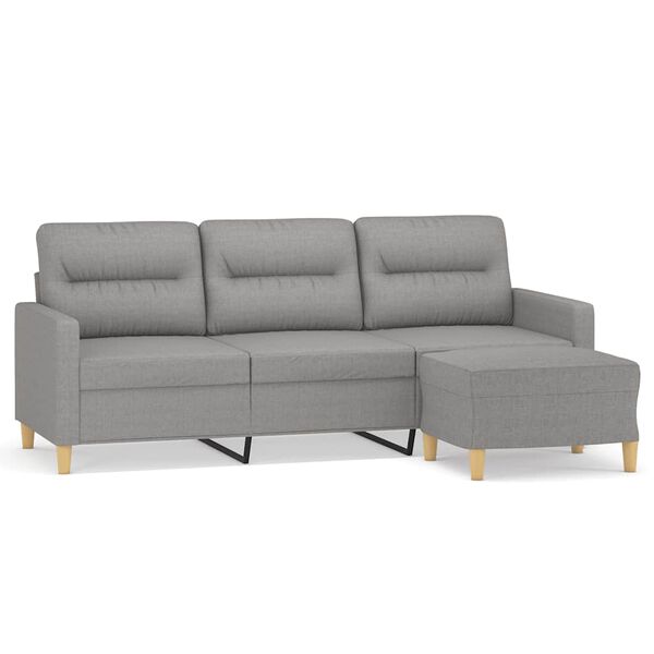 vidaXL 3-osobowa sofa z podn&oacute;żkiem, jasnoszara, 180 cm, tkaniną
