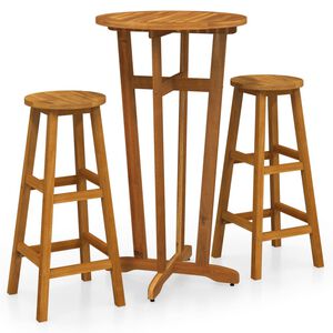 vidaXL 3-częściowy zestaw mebli barowych, lite drewno akacjowe