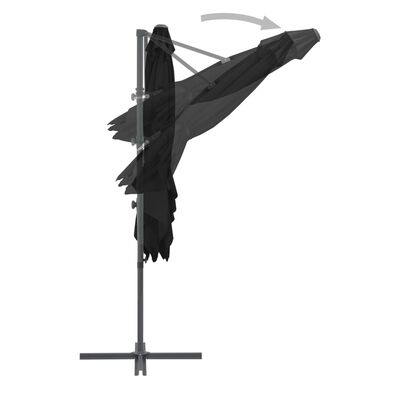 vidaXL Parasol wiszący na stalowym słupku, czarny, 250x250 cm