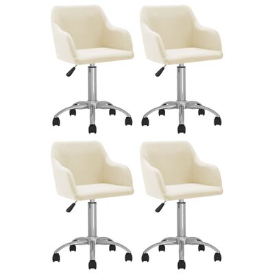 vidaXL Obrotowe krzesła stołowe, 4 szt., kremowe, obite tkaniną
