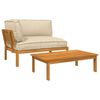 vidaXL Zestaw Sof z poduszką Gładki 2 pcs Beżowy Lite Drewno Akacji