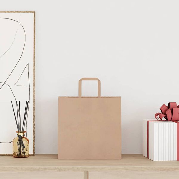 vidaXL Torby papierowe 250 szt. z uchwytami Brązowe 26x17x25 cm