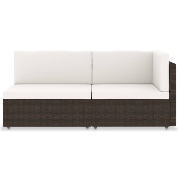 vidaXL Sofa modułowa 2-osobowa, rattan PE, brązowa