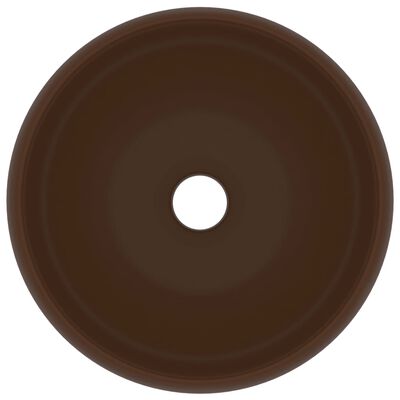 vidaXL Luksusowa, okrągła umywalka, matowy brąz, 40x15 cm, ceramiczna