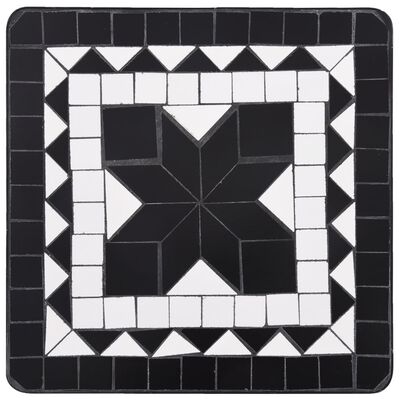 vidaXL Stolik mozaikowy, czarno-biały, ceramiczny