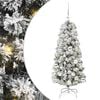 vidaXL Sztuczna choinka z zawiasami 150 LED Zielony i Biały 120 cm