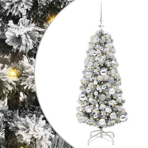 vidaXL Sztuczna choinka z zawiasami 150 LED Zielony i Biały 120 cm