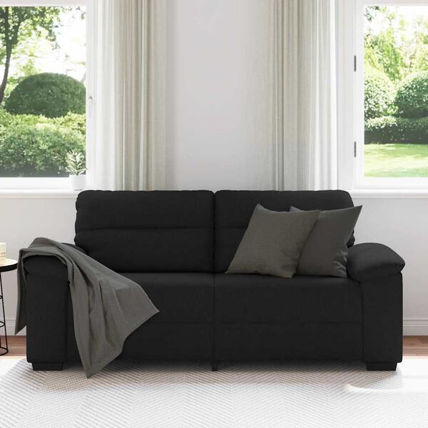 vidaXL Sofa 2-osobowa, czarna, 180x81x84 cm, tapicerowana tkaniną