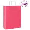 vidaXL Torby papierowe 50 szt. z uchwytami r&oacute;żowe 32x12x42 cm