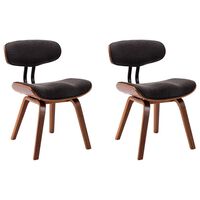 vidaXL Krzesła stołowe, 2 szt., szare, gięte drewno i tkanina