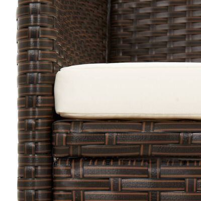 vidaXL 3-osobowa sofa ogrodowa z poduszką, brązowa, polirattan