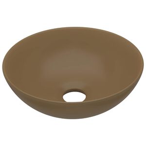 vidaXL Umywalka łazienkowa, ceramiczna, matowa kremowa, okrągła