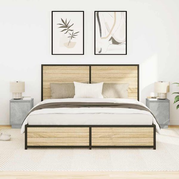 vidaXL Szafki nocne z oświetleniem LED 2 szt. Betonowy szary