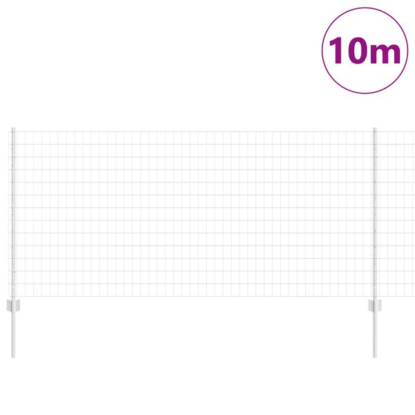 vidaXL Ogrodzenie z słupkiem Srebrny 1 x 10 m Stal