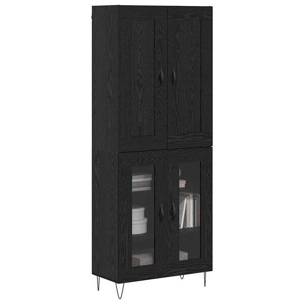 vidaXL Highboard Czarny Dąb 69,5 x 34 x 180 cm Materiał drewnopochodny