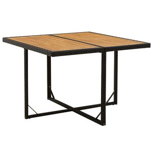 vidaXL St&oacute;ł ogrodowy, czarny, 109x107x74 cm, rattan PE i akacja