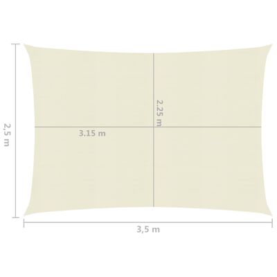 vidaXL Żagiel przeciwsłoneczny, 160 g/m², kremowy, 2,5x3,5 m, HDPE