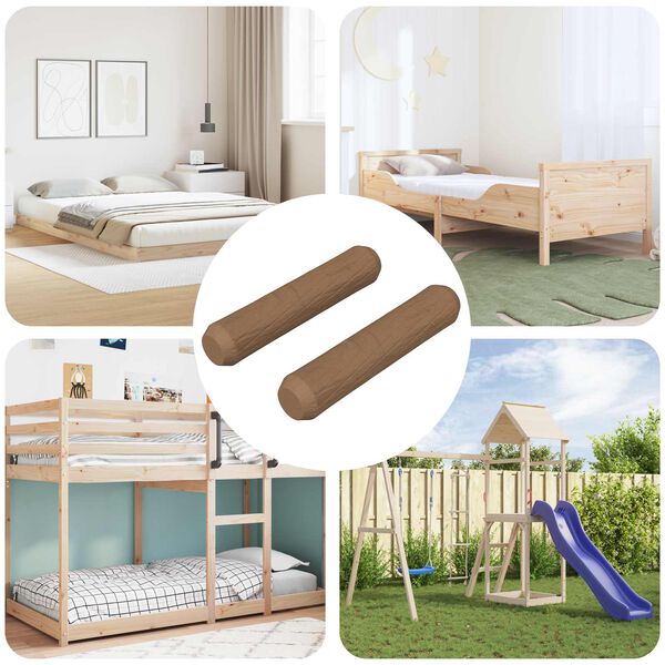 vidaXL Drewniane kołki 2 pcs Brązowy &Oslash;8 x 35 mm Lite drewno