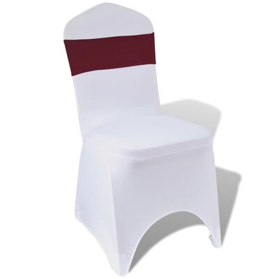 25 bordowych, dekoracyjnych pasów na krzesła z diamentową klamrą