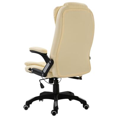 vidaXL Krzesło biurowe, kremowe, sztuczna skóra