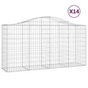 vidaXL Kosze gabionowe, 14 szt, 200x50x100/120cm, galwanizowane żelazo