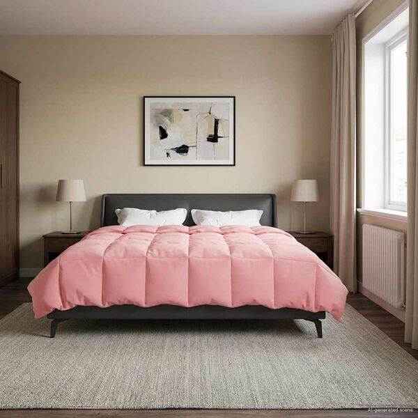 vidaXL Letni Kołdra Kwiłtowany R&oacute;żowy 240 x 260 cm Mikrofibra