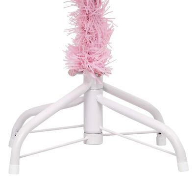 vidaXL Sztuczna choinka z lampkami i stojakiem, różowa, 240 cm, PVC