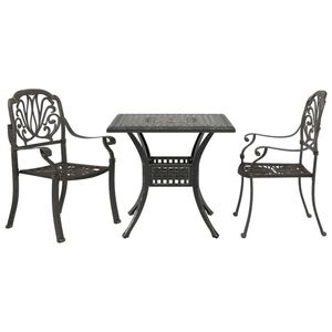vidaXL 3-częściowy zestaw mebli bistro, brązowy, odlewane aluminium
