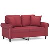 vidaXL 2-os. sofa z poduszkami, winna czerwień, 120 cm, sztuczna sk&oacute;ra