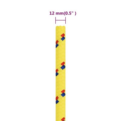 vidaXL Linka żeglarska, żółta, 12 mm, 25 m, polipropylen