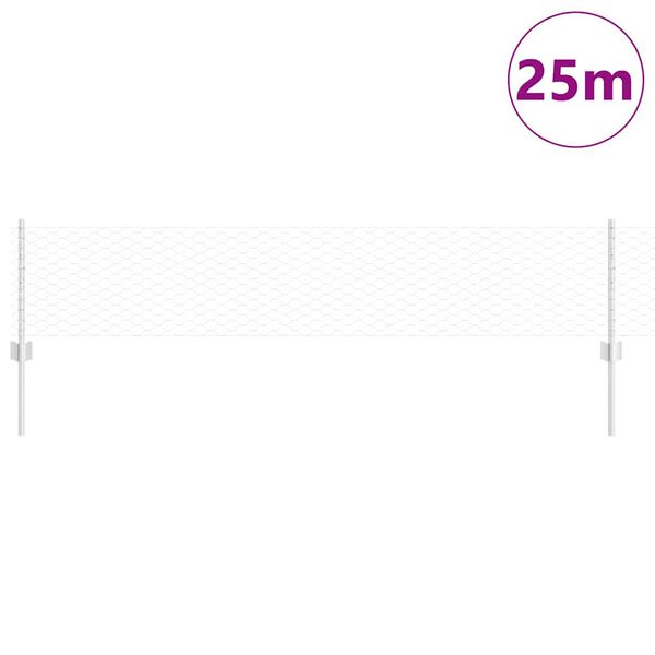 vidaXL Ogrodzenie z słupkiem Srebrny 0,4 x 25 m Stal