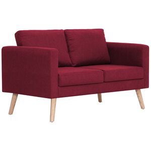 vidaXL Sofa 2-osobowa, tapicerowana tkaniną, kolor czerwonego wina