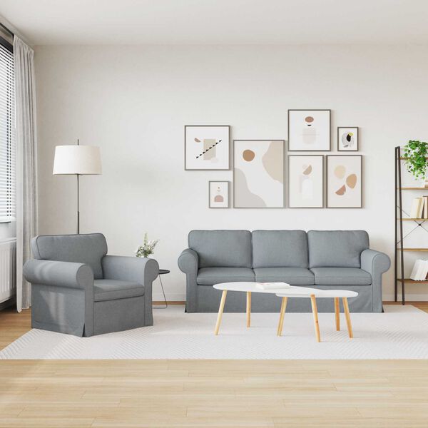 vidaXL Sofa 2 pcs Jasnoszary 215 x 82 x 80 cm tkanina