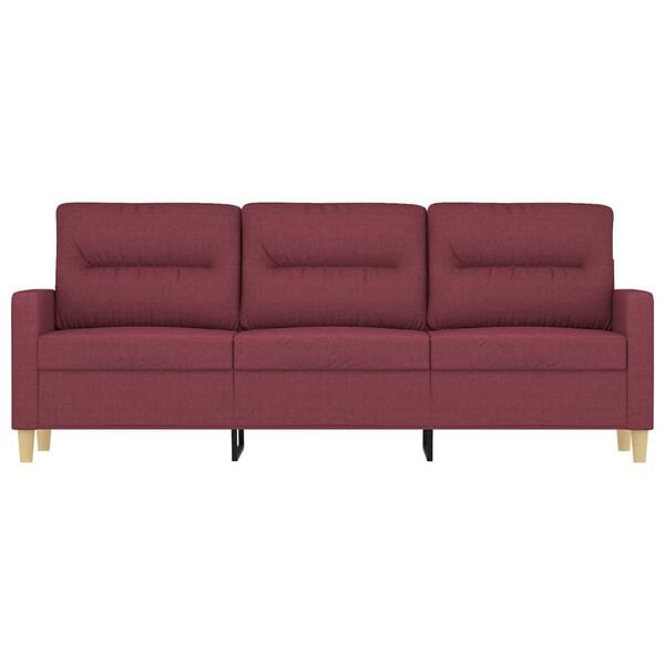 vidaXL Sofa 3-osobowa, winna czerwień, 180 cm,tapicerowana tkaniną