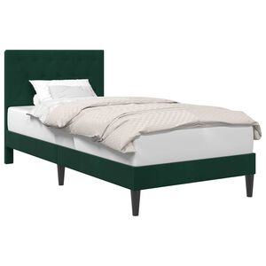 vidaXL Ramka ł&oacute;żka Z zagł&oacute;wkiem Ciemnozielony 90 x 200 cm Welur